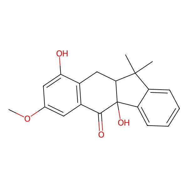 2D Structure of (4bS,10aR)-4b,9-dihydroxy-7-methoxy-11,11-dimethyl-10,10a-dihydrobenzo[b]fluoren-5-one