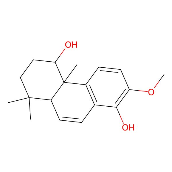 2D Structure of (4bS,5R,8aS)-2-methoxy-4b,8,8-trimethyl-5,6,7,8a-tetrahydrophenanthrene-1,5-diol 2D Structure of (4bS,5R,8aS)-2-methoxy-4b,8,8-trimethyl-5,6,7,8a-tetrahydrophenanthrene-1,5-diol