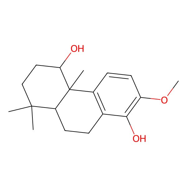 2D Structure of (4bS,5R,8aS)-2-methoxy-4b,8,8-trimethyl-5,6,7,8a,9,10-hexahydrophenanthrene-1,5-diol 2D Structure of (4bS,5R,8aS)-2-methoxy-4b,8,8-trimethyl-5,6,7,8a,9,10-hexahydrophenanthrene-1,5-diol