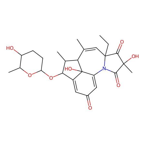 2D Structure of (4R,6S,9S,10R,11S,16S)-6-ethyl-4,16-dihydroxy-11-[(2R,5S)-5-hydroxy-6-methyloxan-2-yl]oxy-4,8,10-trimethyl-2-azatetracyclo[7.6.1.02,6.012,16]hexadeca-1(15),7,12-triene-3,5,14-trione