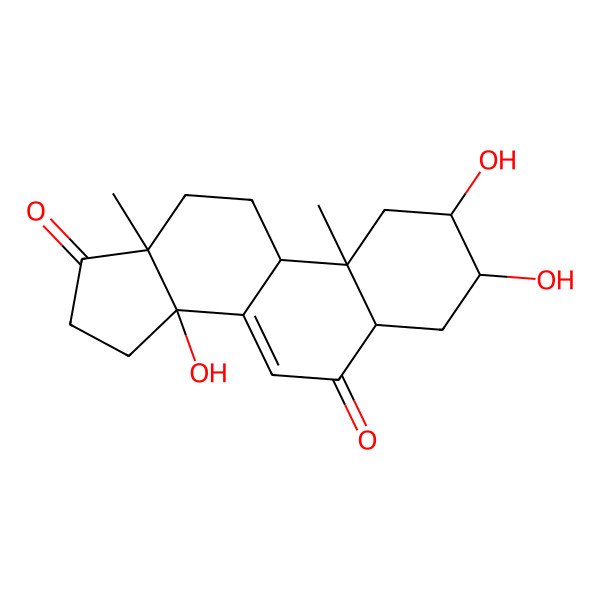 2D Structure of (2S,3S,5R,9R,10R,13S,14R)-2,3,14-trihydroxy-10,13-dimethyl-1,2,3,4,5,9,11,12,15,16-decahydrocyclopenta[a]phenanthrene-6,17-dione