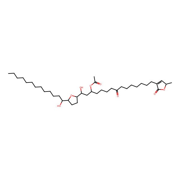 2D Structure of [1-hydroxy-1-[5-(1-hydroxytridecyl)oxolan-2-yl]-15-(2-methyl-5-oxo-2H-furan-4-yl)-8-oxopentadecan-3-yl] acetate