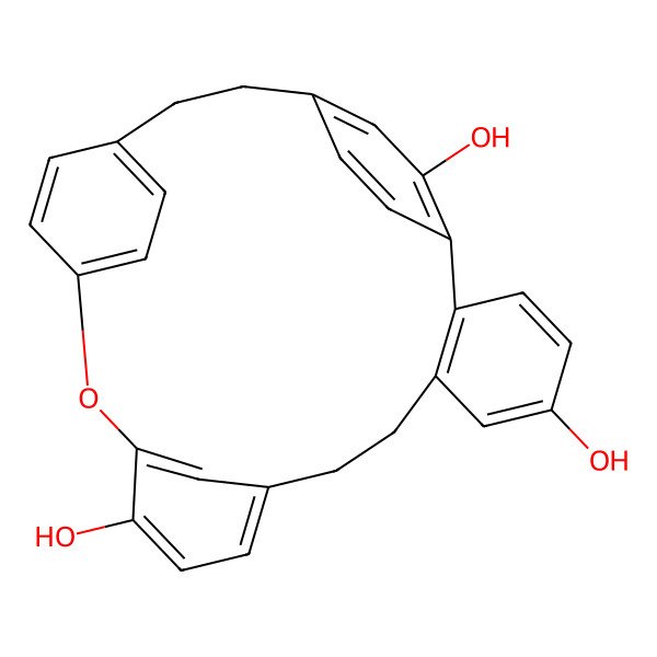 2D Structure of 15-Oxapentacyclo[20.2.2.216,19.110,14.02,7]nonacosa-1(24),2(7),3,5,10(29),11,13,16,18,22,25,27-dodecaene-5,13,24-triol