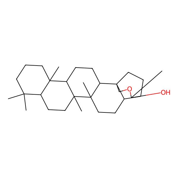 2D Structure of (1R,2R,5S,6S,11S,14R,15R,18S,19S,20S)-6,10,10,14,15,20-hexamethyl-21-oxahexacyclo[17.3.2.01,18.02,15.05,14.06,11]tetracosan-20-ol