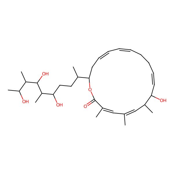 2D Structure of (3Z,5Z,9Z,13Z,15Z)-8-hydroxy-3,5,7-trimethyl-18-(5,7,9-trihydroxy-6,8-dimethyldecan-2-yl)-1-oxacyclooctadeca-3,5,9,13,15-pentaen-2-one