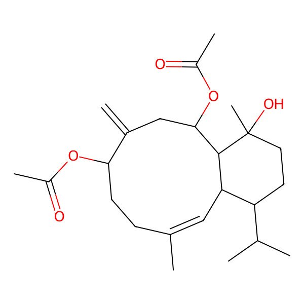 2D Structure of [(1R,4R,4aS,5R,8R,11Z,12aS)-5-acetyloxy-4-hydroxy-4,11-dimethyl-7-methylidene-1-propan-2-yl-1,2,3,4a,5,6,8,9,10,12a-decahydrobenzo[10]annulen-8-yl] acetate