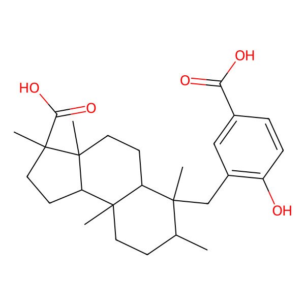 2D Structure of 6-[(5-carboxy-2-hydroxyphenyl)methyl]-3,3a,6,7,9a-pentamethyl-2,4,5,5a,7,8,9,9b-octahydro-1H-cyclopenta[a]naphthalene-3-carboxylic acid