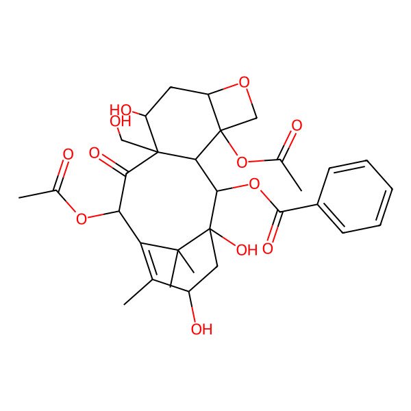 2D Structure of [(1S,3R,4S,7R,10R)-4,12-diacetyloxy-1,9,15-trihydroxy-10-(hydroxymethyl)-14,17,17-trimethyl-11-oxo-6-oxatetracyclo[11.3.1.03,10.04,7]heptadec-13-en-2-yl] benzoate