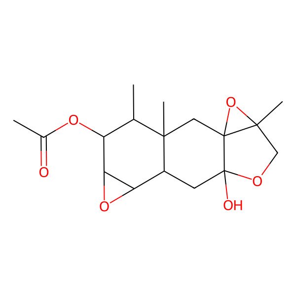 2D Structure of [(1R,3S,5S,8S,10R,11S,13S,14R,15S)-8-hydroxy-1,5,15-trimethyl-4,7,12-trioxapentacyclo[8.5.0.03,5.03,8.011,13]pentadecan-14-yl] acetate