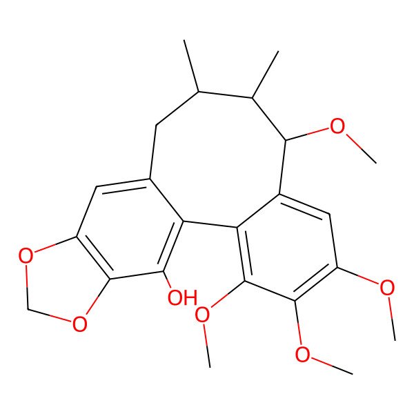2D Structure of (8R,9S,10S)-3,4,5,8-tetramethoxy-9,10-dimethyl-15,17-dioxatetracyclo[10.7.0.02,7.014,18]nonadeca-1(19),2,4,6,12,14(18)-hexaen-19-ol