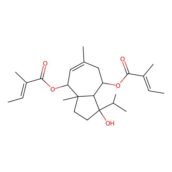 2D Structure of [3-Hydroxy-6,8a-dimethyl-8-(2-methylbut-2-enoyloxy)-3-propan-2-yl-1,2,3a,4,5,8-hexahydroazulen-4-yl] 2-methylbut-2-enoate