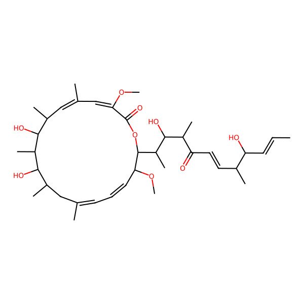 2D Structure of (3E,5Z,7R,8R,9S,10S,11R,13Z,15Z,17S,18R)-18-[(2S,3R,4S,6E,8S,9R,10E)-3,9-dihydroxy-4,8-dimethyl-5-oxododeca-6,10-dien-2-yl]-8,10-dihydroxy-3,17-dimethoxy-5,7,9,11,13-pentamethyl-1-oxacyclooctadeca-3,5,13,15-tetraen-2-one