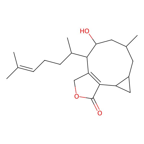 2D Structure of (2S,4R,6S,8R,9R)-8-hydroxy-6-methyl-9-[(2R)-6-methylhept-5-en-2-yl]-12-oxatricyclo[8.3.0.02,4]tridec-1(10)-en-13-one