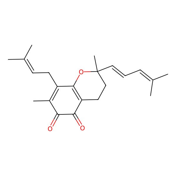 2D Structure of (2R)-2,7-dimethyl-8-(3-methylbut-2-enyl)-2-[(1E)-4-methylpenta-1,3-dienyl]-3,4-dihydrochromene-5,6-dione