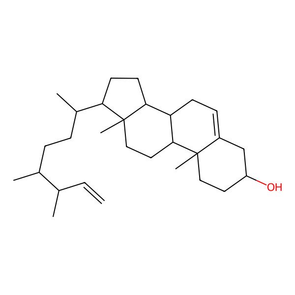 2D Structure of (3S,8S,9S,10R,13R,14S,17R)-17-[(2R,5R,6S)-5,6-dimethyloct-7-en-2-yl]-10,13-dimethyl-2,3,4,7,8,9,11,12,14,15,16,17-dodecahydro-1H-cyclopenta[a]phenanthren-3-ol