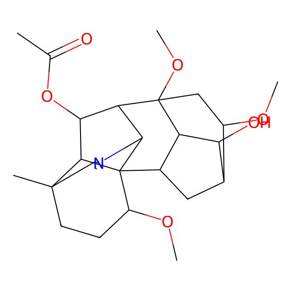 2D Structure of [(1S,2R,3R,4S,5S,6S,8S,9R,10R,13R,16S,17R,18R)-4-hydroxy-6,8,16-trimethoxy-13-methyl-11-azahexacyclo[7.7.2.12,5.01,10.03,8.013,17]nonadec-11-en-18-yl] acetate