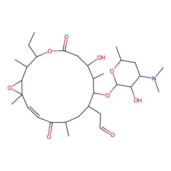 2D Structure of 2-[(14Z)-9-[4-(dimethylamino)-3-hydroxy-6-methyloxan-2-yl]oxy-3-ethyl-7-hydroxy-2,8,12,16-tetramethyl-5,13-dioxo-4,17-dioxabicyclo[14.1.0]heptadec-14-en-10-yl]acetaldehyde
