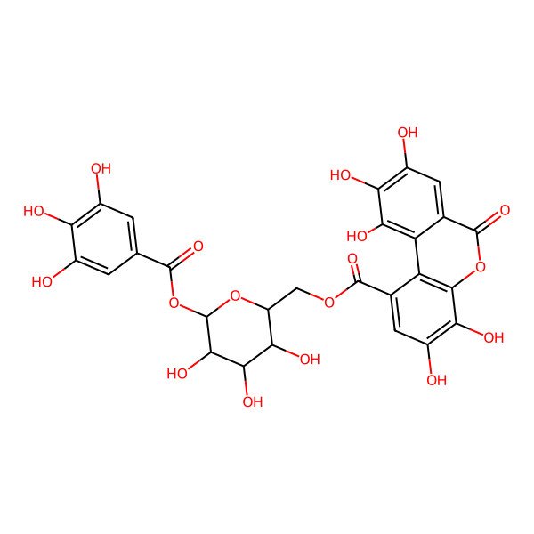 2D Structure of [3,4,5-Trihydroxy-6-(3,4,5-trihydroxybenzoyl)oxyoxan-2-yl]methyl 3,4,8,9,10-pentahydroxy-6-oxobenzo[c]chromene-1-carboxylate