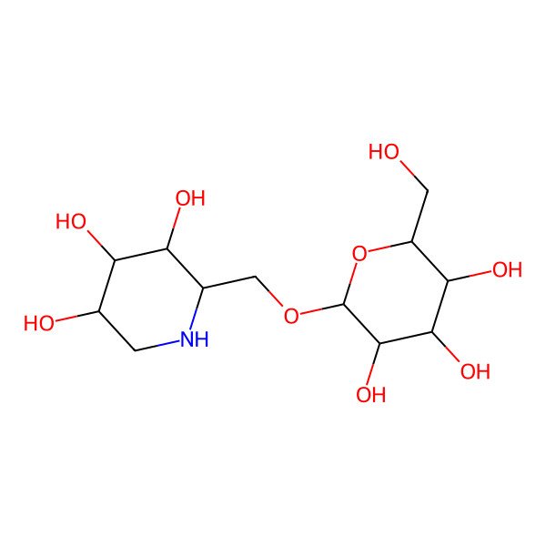 2D Structure of 6beta-(beta-D-Glucopyranosyloxymethyl)piperidine-3alpha,4beta,5alpha-triol
