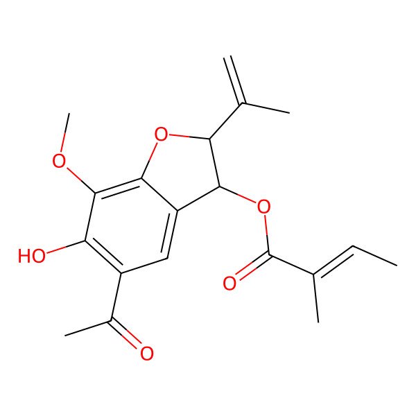 2D Structure of [(2R,3S)-5-acetyl-6-hydroxy-7-methoxy-2-prop-1-en-2-yl-2,3-dihydro-1-benzofuran-3-yl] (Z)-2-methylbut-2-enoate