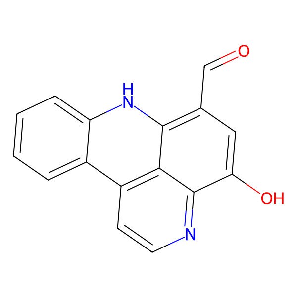 2D Structure of 12-hydroxy-8,14-diazatetracyclo[7.7.1.02,7.013,17]heptadeca-1(17),2,4,6,9,11,13,15-octaene-10-carbaldehyde
