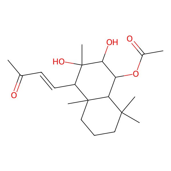 2D Structure of [2,3-Dihydroxy-3,4a,8,8-tetramethyl-4-(3-oxobut-1-enyl)-2,4,5,6,7,8a-hexahydro-1H-naphthalen-1-yl] acetate