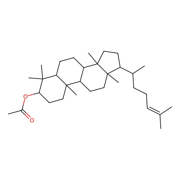 2D Structure of [(3S,5S,8S,9R,10R,13S,14R,17R)-4,4,10,13,14-pentamethyl-17-[(2S)-6-methylhept-5-en-2-yl]-2,3,5,6,7,8,9,11,12,15,16,17-dodecahydro-1H-cyclopenta[a]phenanthren-3-yl] acetate