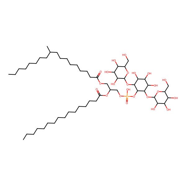 2D Structure of [(2R)-2-hexadecanoyloxy-3-[hydroxy-[3,4,5-trihydroxy-2,6-bis[[(3S,4S,5S,6R)-3,4,5-trihydroxy-6-(hydroxymethyl)oxan-2-yl]oxy]cyclohexyl]oxyphosphoryl]oxypropyl] 10-methyloctadecanoate