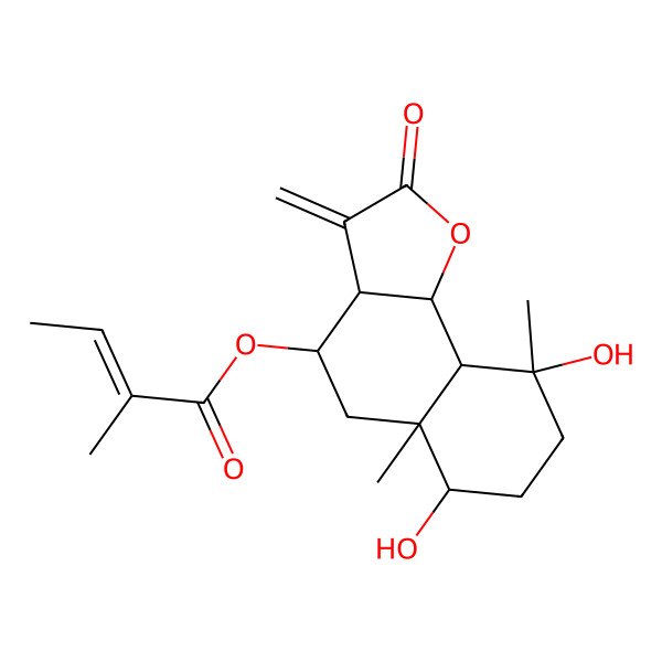 2D Structure of [(3aR,4R,5aR,6R,9S,9aS,9bR)-6,9-dihydroxy-5a,9-dimethyl-3-methylidene-2-oxo-3a,4,5,6,7,8,9a,9b-octahydrobenzo[g][1]benzofuran-4-yl] (Z)-2-methylbut-2-enoate