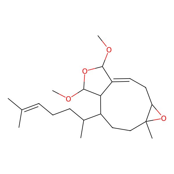 2D Structure of (4S,6R,9R,10R,11R)-11,13-dimethoxy-6-methyl-9-[(2S)-6-methylhept-5-en-2-yl]-5,12-dioxatricyclo[8.3.0.04,6]tridec-1-ene