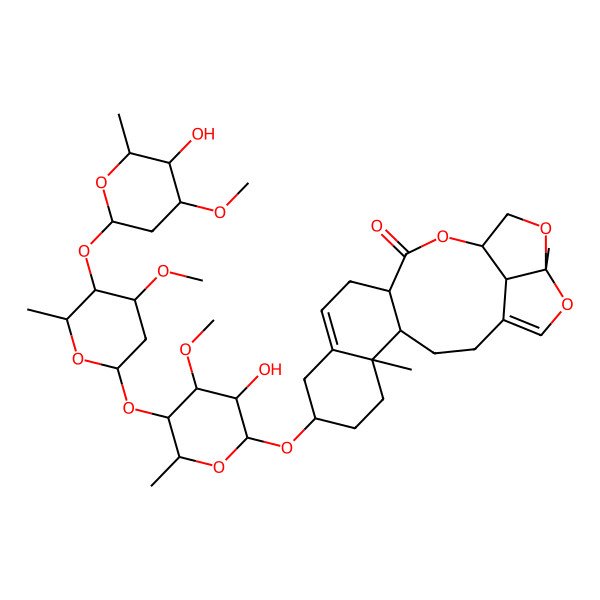 2D Structure of (4S,5R,8S,13R,16S,19R,22R)-8-[(2R,3R,4R,5R,6R)-3-hydroxy-5-[(2S,4S,5R,6R)-5-[(2S,4S,5R,6R)-5-hydroxy-4-methoxy-6-methyloxan-2-yl]oxy-4-methoxy-6-methyloxan-2-yl]oxy-4-methoxy-6-methyloxan-2-yl]oxy-5,19-dimethyl-15,18,20-trioxapentacyclo[14.5.1.04,13.05,10.019,22]docosa-1(21),10-dien-14-one