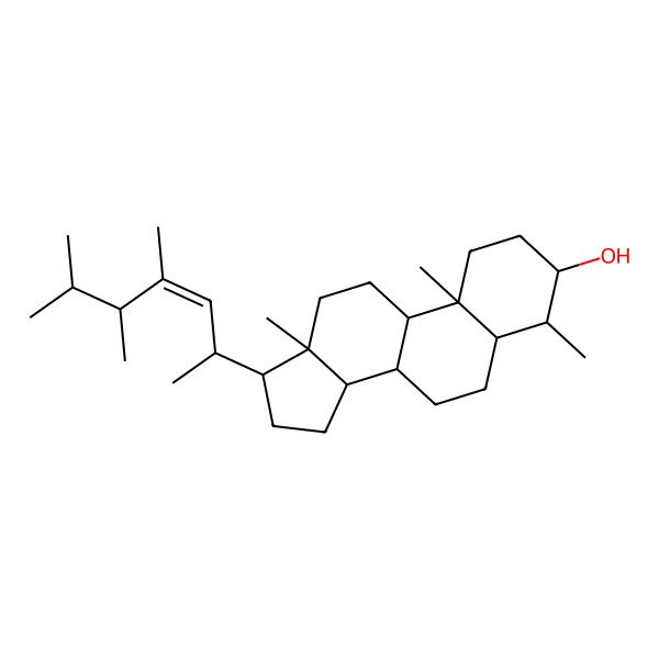 2D Structure of 4,10,13-trimethyl-17-(4,5,6-trimethylhept-3-en-2-yl)-2,3,4,5,6,7,8,9,11,12,14,15,16,17-tetradecahydro-1H-cyclopenta[a]phenanthren-3-ol