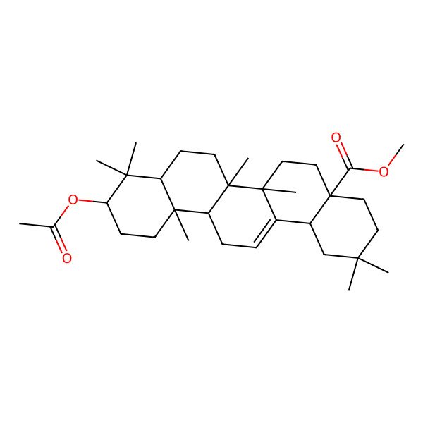 2D Structure of methyl (4aS,6aS,6aS,6bR,8aS,10S,12aR,14bS)-10-acetyloxy-2,2,6a,6b,9,9,12a-heptamethyl-1,3,4,5,6,6a,7,8,8a,10,11,12,13,14b-tetradecahydropicene-4a-carboxylate