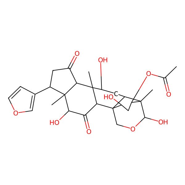 2D Structure of [(1S,2S,4R,5S,6S,9S,10S,11R,13R,14S,15R,18S,20R)-6-(furan-3-yl)-4,11,15,18-tetrahydroxy-5,10,14-trimethyl-3,8-dioxo-16-oxapentacyclo[12.3.3.01,13.02,10.05,9]icosan-20-yl] acetate