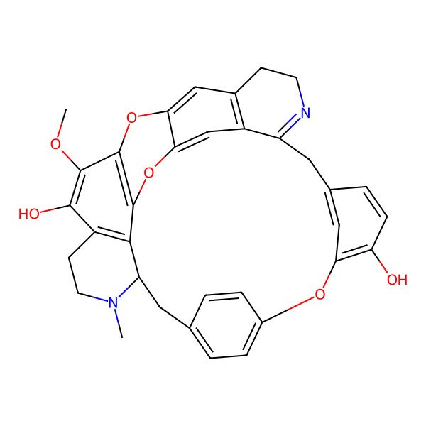 2D Structure of (21S)-27-methoxy-22-methyl-15,29,31-trioxa-7,22-diazaoctacyclo[19.9.3.216,19.14,30.110,14.03,8.025,33.028,32]heptatriaconta-1(30),2,4(34),7,10(37),11,13,16,18,25(33),26,28(32),35-tridecaene-13,26-diol