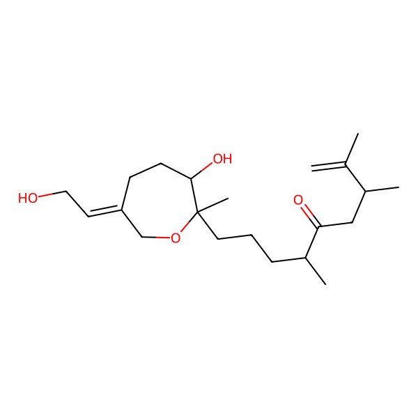 2D Structure of (3R,6S)-9-[(2R,3S,6E)-3-hydroxy-6-(2-hydroxyethylidene)-2-methyloxepan-2-yl]-2,3,6-trimethylnon-1-en-5-one