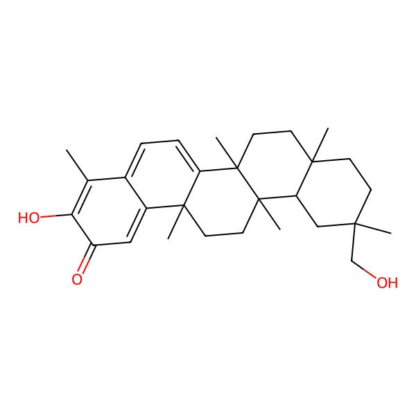 2D Structure of (6aS,6bS,8aS,11R,12aR,14aR)-3-hydroxy-11-(hydroxymethyl)-4,6a,6b,8a,11,14a-hexamethyl-7,8,9,10,12,12a,13,14-octahydropicen-2-one