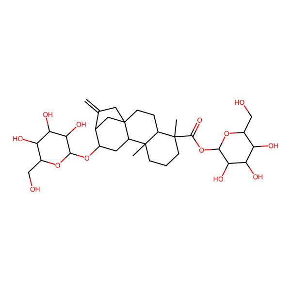 2D Structure of [3,4,5-Trihydroxy-6-(hydroxymethyl)oxan-2-yl] 5,9-dimethyl-14-methylidene-12-[3,4,5-trihydroxy-6-(hydroxymethyl)oxan-2-yl]oxytetracyclo[11.2.1.01,10.04,9]hexadecane-5-carboxylate