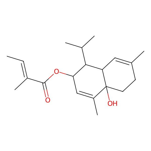2D Structure of [(1S,2R,4aR,8aS)-4a-hydroxy-4,7-dimethyl-1-propan-2-yl-2,5,6,8a-tetrahydro-1H-naphthalen-2-yl] (E)-2-methylbut-2-enoate