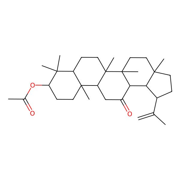 2D Structure of (3a,5a,5b,8,8,11a-hexamethyl-13-oxo-1-prop-1-en-2-yl-2,3,4,5,6,7,7a,9,10,11,11b,12,13a,13b-tetradecahydro-1H-cyclopenta[a]chrysen-9-yl) acetate