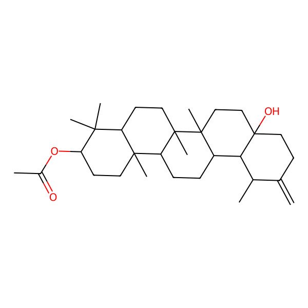 2D Structure of [(6aR,6aR,6bR,8aR,12aS,14aR,14bR)-8a-hydroxy-4,4,6a,6b,12,14b-hexamethyl-11-methylidene-1,2,3,4a,5,6,6a,7,8,9,10,12,12a,13,14,14a-hexadecahydropicen-3-yl] acetate