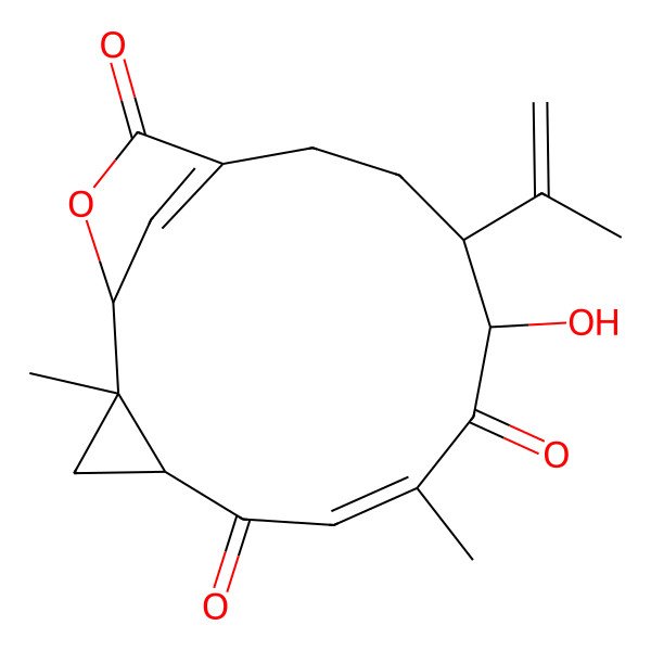 2D Structure of (1R,2R,4R,6E,9S,10S)-9-hydroxy-2,7-dimethyl-10-prop-1-en-2-yl-15-oxatricyclo[11.2.1.02,4]hexadeca-6,13(16)-diene-5,8,14-trione