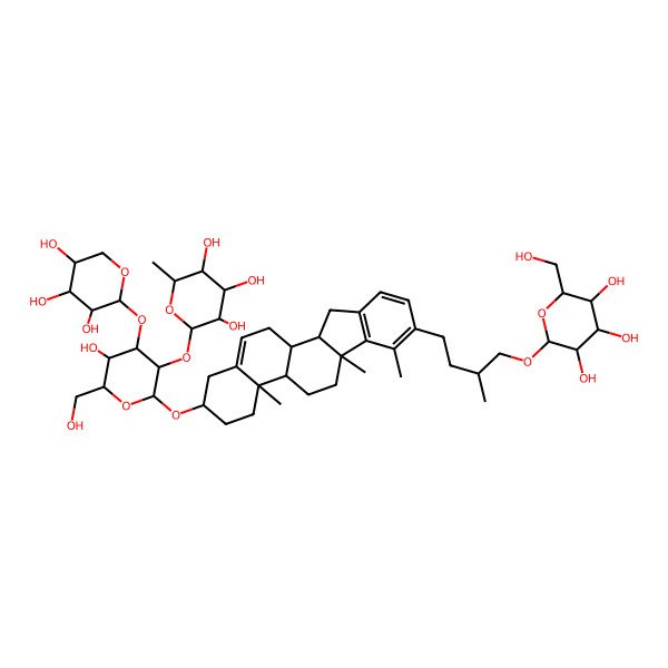 2D Structure of (2S,3R,4R,5R,6S)-2-[(2R,3R,4S,5R,6R)-2-[[(2S,4aR,4bS,6aS,11aS,11bR)-4a,6a,7-trimethyl-8-[(3R)-3-methyl-4-[(2R,3R,4S,5S,6R)-3,4,5-trihydroxy-6-(hydroxymethyl)oxan-2-yl]oxybutyl]-2,3,4,4b,5,6,11,11a,11b,12-decahydro-1H-indeno[2,1-a]phenanthren-2-yl]oxy]-5-hydroxy-6-(hydroxymethyl)-4-[(2S,3R,4S,5R)-3,4,5-trihydroxyoxan-2-yl]oxyoxan-3-yl]oxy-6-methyloxane-3,4,5-triol