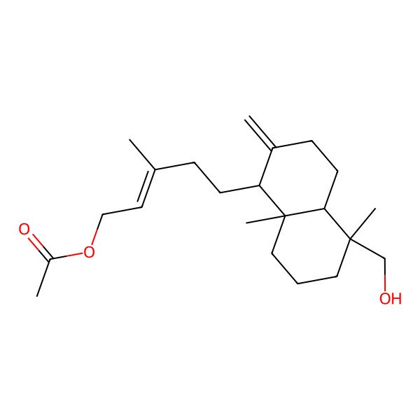 2D Structure of [(E)-5-[(1S,4aR,5S,8aR)-5-(hydroxymethyl)-5,8a-dimethyl-2-methylidene-3,4,4a,6,7,8-hexahydro-1H-naphthalen-1-yl]-3-methylpent-2-enyl] acetate