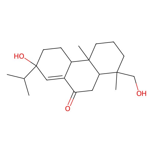 2D Structure of 7-Hydroxy-1-(hydroxymethyl)-1,4a-dimethyl-7-propan-2-yl-2,3,4,4b,5,6,10,10a-octahydrophenanthren-9-one