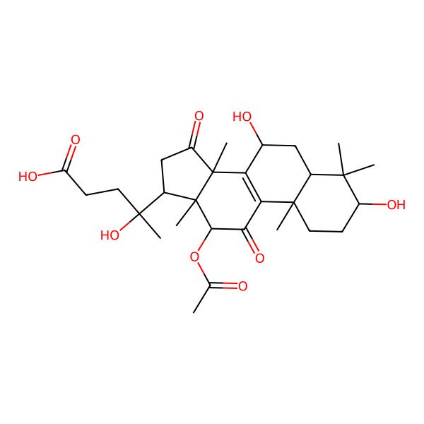 2D Structure of (4S)-4-[(3S,5R,7S,10S,12S,13R,14R,17S)-12-acetyloxy-3,7-dihydroxy-4,4,10,13,14-pentamethyl-11,15-dioxo-2,3,5,6,7,12,16,17-octahydro-1H-cyclopenta[a]phenanthren-17-yl]-4-hydroxypentanoic acid