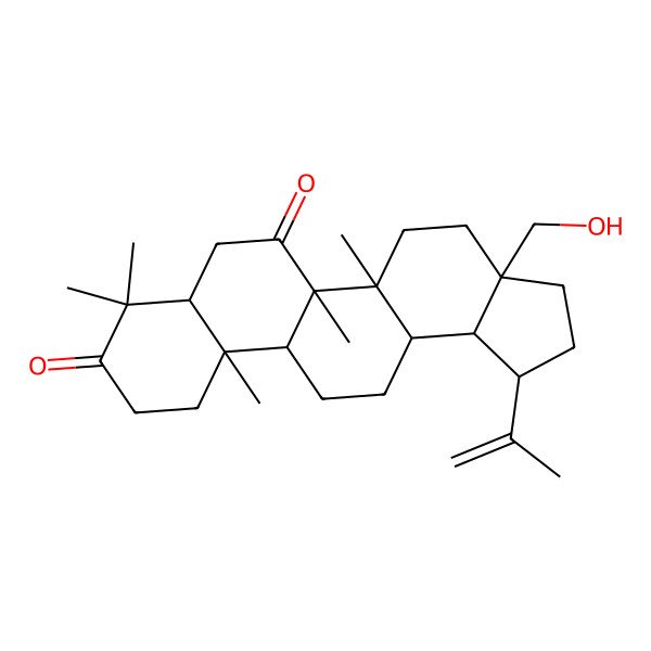 2D Structure of 3a-(Hydroxymethyl)-5a,5b,8,8,11a-pentamethyl-1-prop-1-en-2-yl-1,2,3,4,5,7,7a,10,11,11b,12,13,13a,13b-tetradecahydrocyclopenta[a]chrysene-6,9-dione