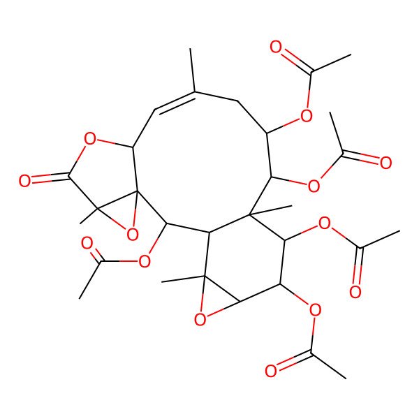 2D Structure of [(1R,2R,3R,5S,8S,9Z,12R,13R,14R,15S,16R,17S,19R)-2,13,15,16-tetraacetyloxy-5,10,14,19-tetramethyl-6-oxo-4,7,18-trioxapentacyclo[12.5.0.03,5.03,8.017,19]nonadec-9-en-12-yl] acetate