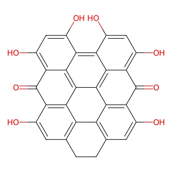 2D Structure of 7,9,13,20,24,26-hexahydroxynonacyclo[16.12.0.02,15.03,12.04,29.05,10.06,27.021,30.023,28]triaconta-1,3,5,7,9,12,14,18,20,23,25,27,29-tridecaene-11,22-dione