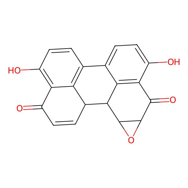 2D Structure of 5,17-Dihydroxy-13-oxahexacyclo[9.8.1.12,6.012,14.016,20.010,21]henicosa-1(20),2(21),3,5,8,16,18-heptaene-7,15-dione